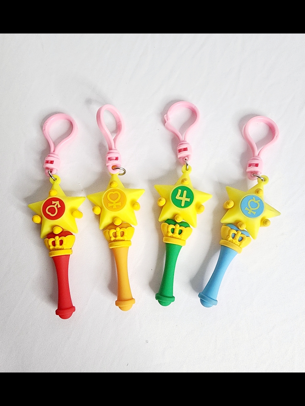 Sailor Moon Star Wand Keychain Set of 4 Anime Magical Girl Accessory Bag Charm